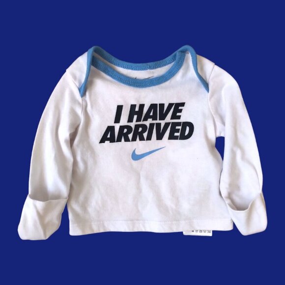 NWOT Nike Baby Top- Long Sleeve Shirt with Message: I have arrived -3 M - Picture 2 of 13